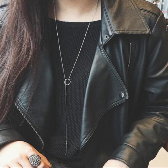 NEW 925 Sterling Silver Bar Circle Necklace - Picture 3 of 8